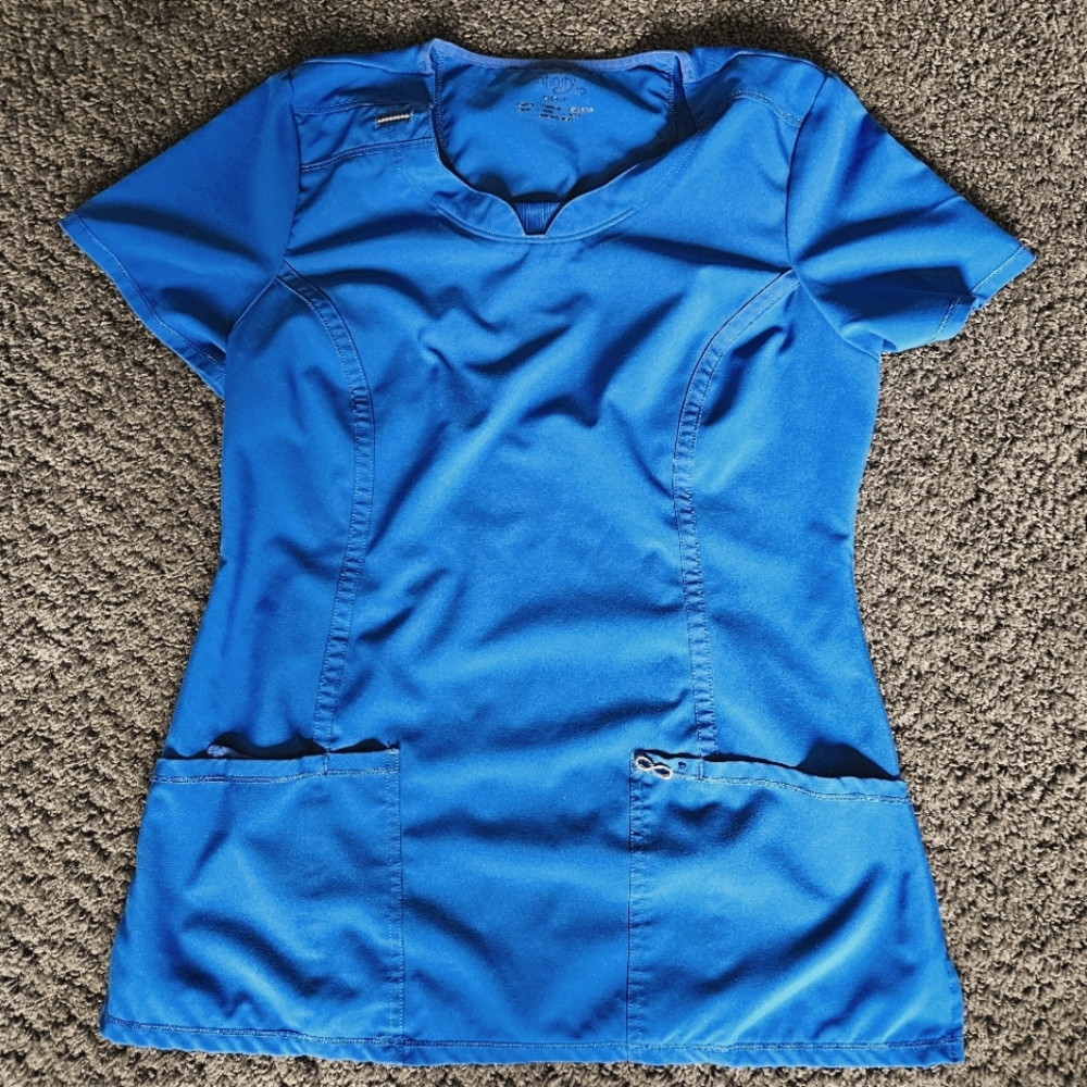 Cherokee Infinity Blue Women's Scrub Top Size Small